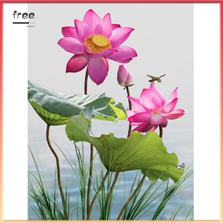 Bộ tranh đính đá tròn 5D DIY toàn bộ hình hoa sen và chuồn chuồn thủ công nghệ thuật dành cho trang trí nhà cửa