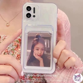 Ốp Lưng For OPPO A77s A57 A17 A17K A16 A15 A95 A96 A76 A55 A54 A53 A33 A32 A3s A5s A7 A9 A5 A94 A92 A72 A52 Reno 8Z 7Z 6Z 5Z Ins Put In Photos Transparent Card Holder Case Soft TPU Shockproof Back Cover