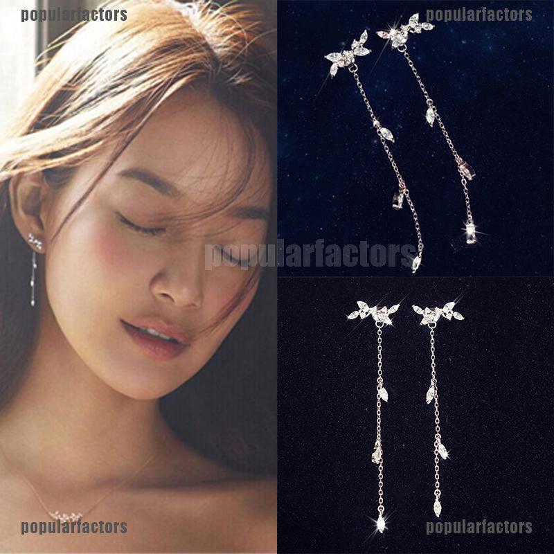 Khuyên Tai Dáng Dài Phối Tua Rua Phong Cách Hàn Quốc