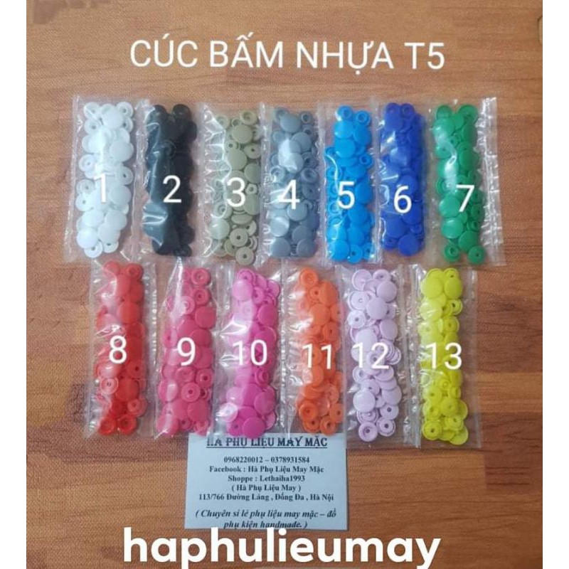 Cúc bấm nhựa 4 chi tiết T5 hiệu KAM và KHN loại đẹp ( gói 50 cúc )