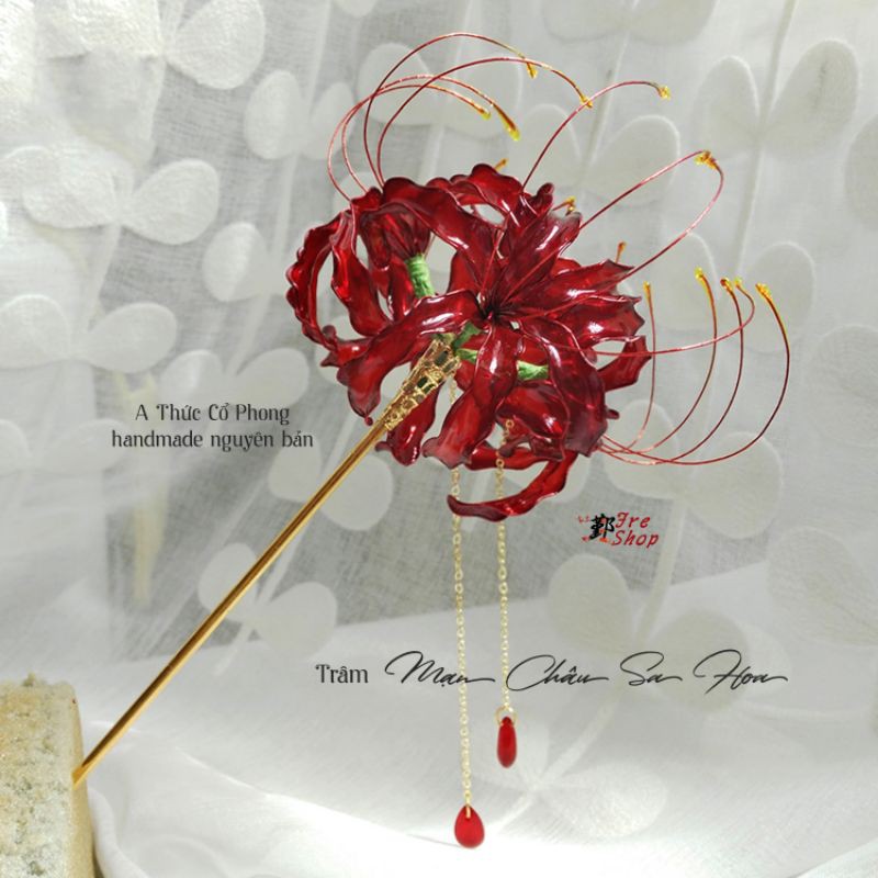Trâm cài tóc MẠN CHÂU SA HOA handmade nguyên bản nhựa co | chính phẩm A Thức Cổ Phong | phụ kiện cổ trang Trung Quốc