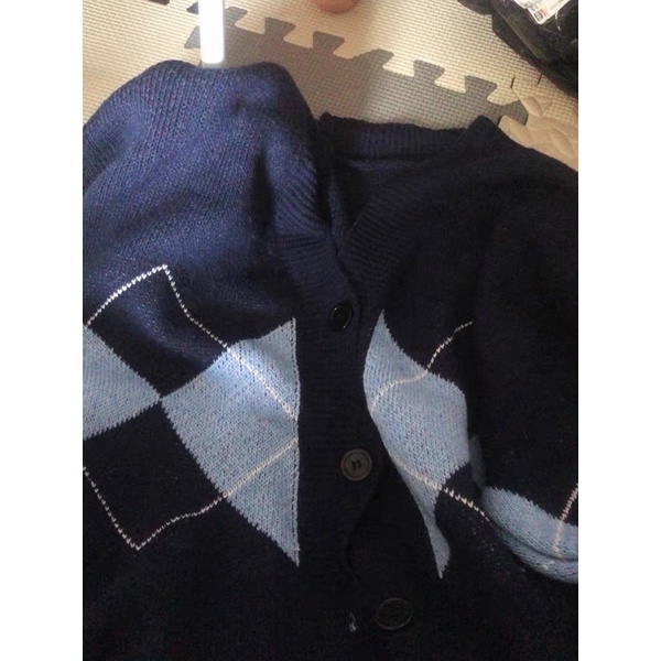 Áo khoác len Cardigan dệt kim hoạ tiết kẻ ô | BigBuy360 - bigbuy360.vn
