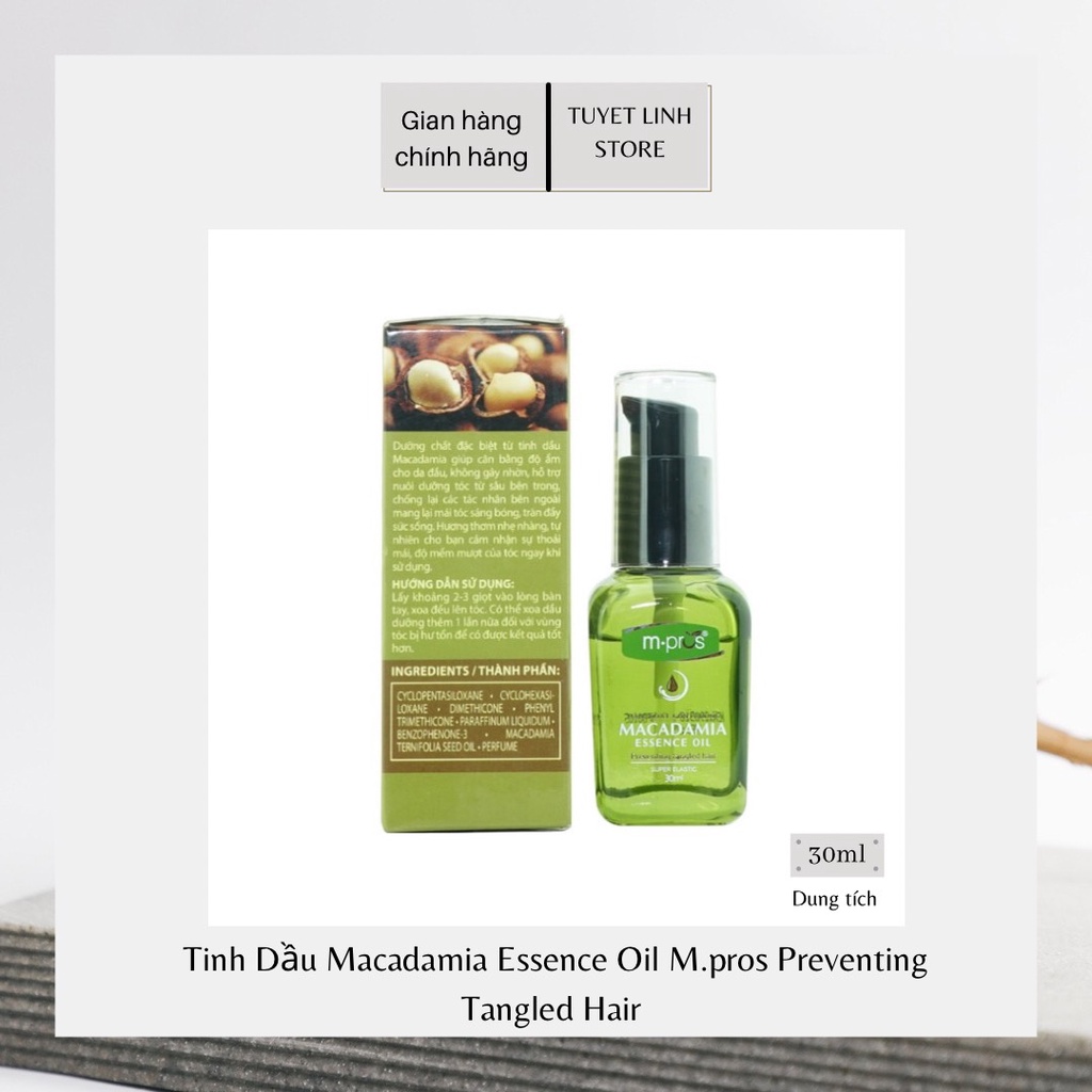 Tinh Dầu Dưỡng Làm Mềm Mượt Tóc, Chống Rối Xù Chiết Xuất Từ Macadamia M.pros Essence Oil Preventing Tangled Hair 30ml