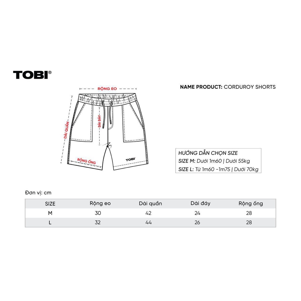 Quần đùi nhung tăm TOBI