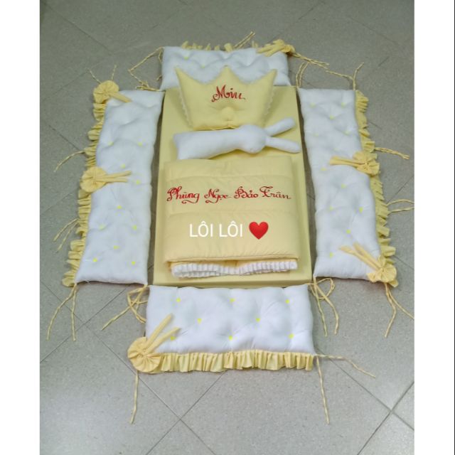 Combo quây cũi, chăn, ga, gối, đệm, thỏ ôm
