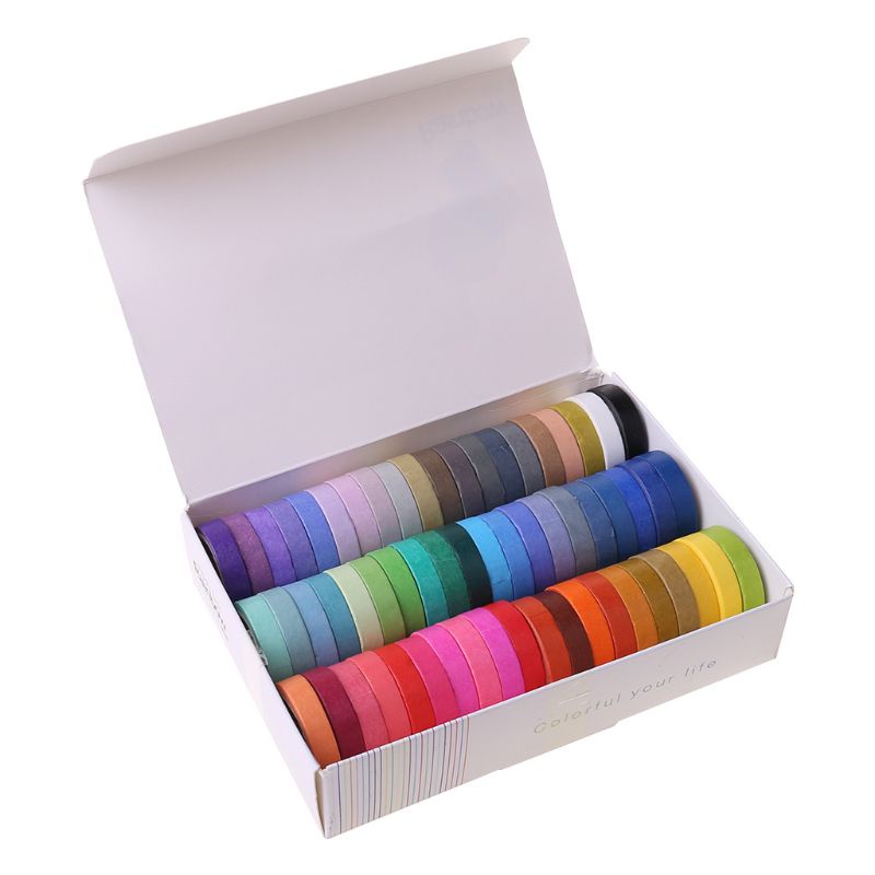 Bộ 60 Cuộn Băng Keo Dán Màu Cầu Vồng 8mm Trang Trí Sổ Tay / Nhật Ký / Văn Phòng / Tr