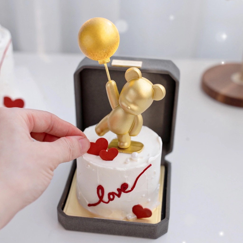 Bong Bóng Đèn LED Trang Trí Bánh Kem Hình Gấu Và Chữ love Xinh Xắn