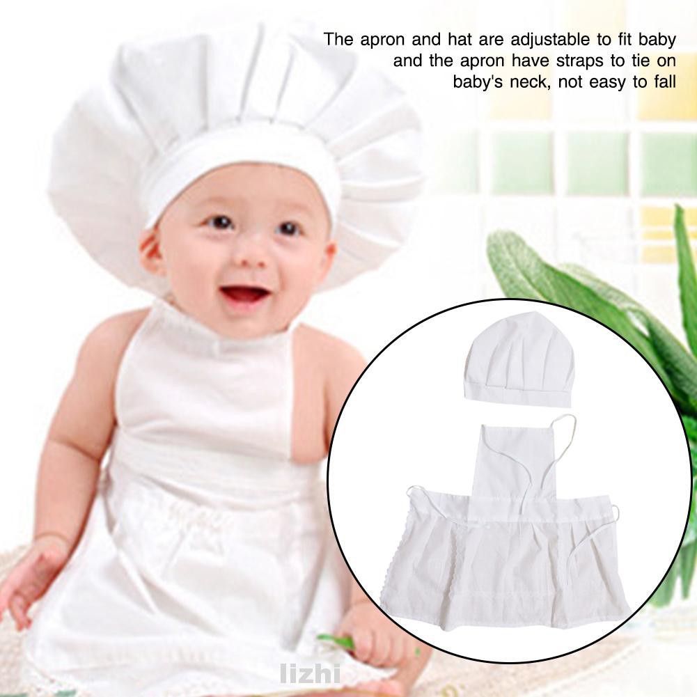 Bộ Tạp Dề + Mũ Đầu Bếp Vải Cotton Pha Mềm Thoải Mái Dễ Thương Cho Bé