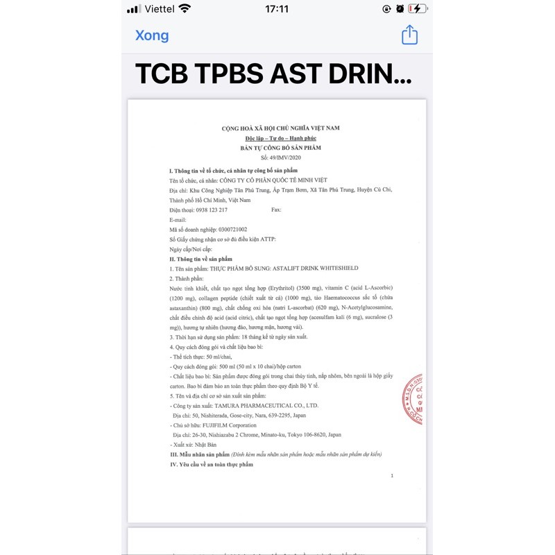 Collagen đẹp da Nhật Bản dạng nước Astalift White Drink Whiteshield chống lão hóa hàng chính hãng (hộp 10 chai x 50ml) | Thế Giới Skin Care