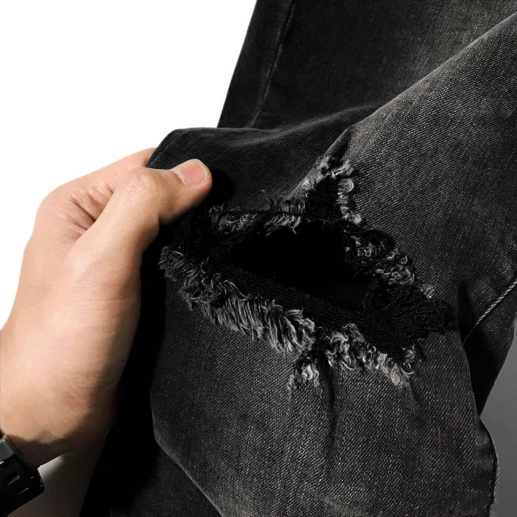 Quần jean nam DOUBLE'D rách gối màu đen JXD | BigBuy360 - bigbuy360.vn