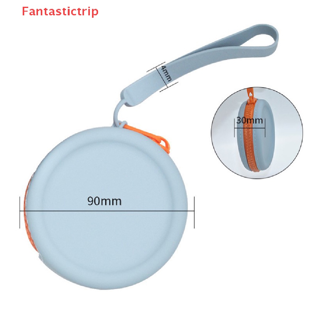 [Fantastictrip] 1 Túi Đựng Tai Nghe / Tiền Xu / Tai Nghe Bằng Silicon Tròn Màu Trơn Mới