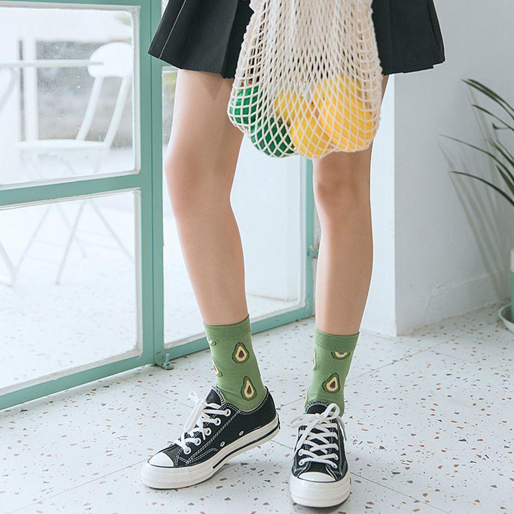 Mih Tất Cotton Họa Tiết Trái Cây Phong Cách Đường Phố Hàn Quốc