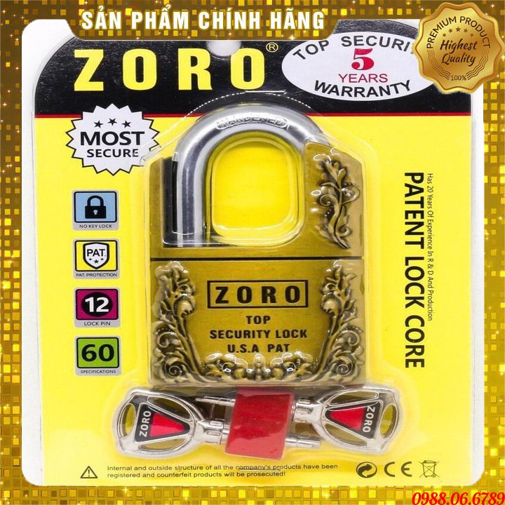 Ổ khóa cao cấp ZORO 6 phân,chìa đạn⚡FREE SHIP⚡ KHÓA BẤM KHÔNG CẦN CHÌA,Ổ Khóa 6 Phân Chống Cắt, Khoá Nhà Chống Trộm