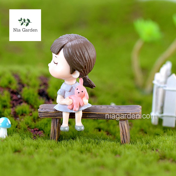 Phụ kiện tiểu cảnh băng ghế ngồi trang trí terrarium chậu cây cảnh vườn mini Nia Garden N5