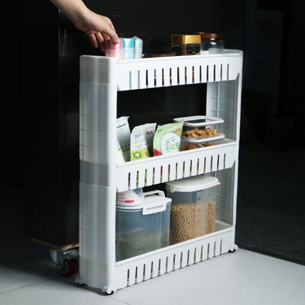 Kệ để đồ dùng nhà tắm/nhà bếp 3/4 tầng có bánh xe tiện dụng