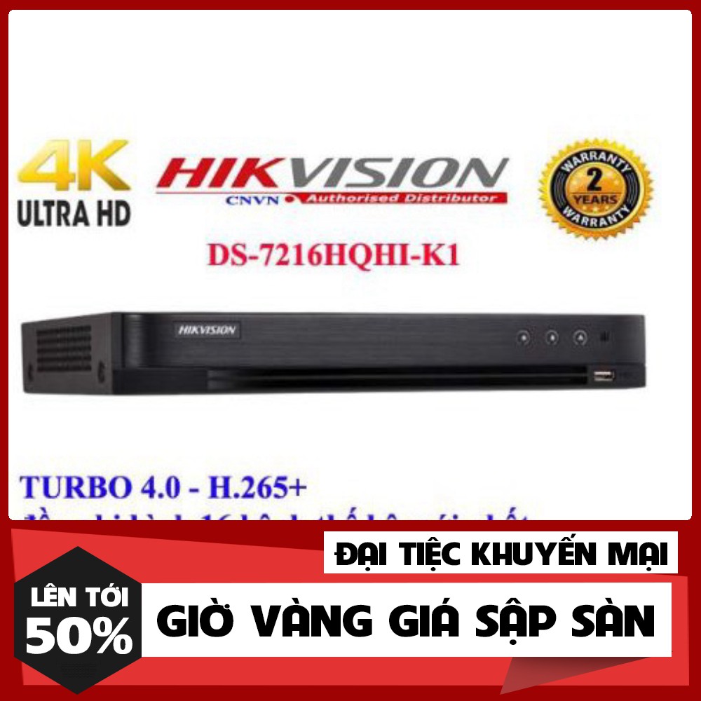 🍀 Đầu ghi hình 16 kênh Turbo HD 4.0 Hikvision DS-7216HQHI-K1  - Hàng chính hãng 100%.