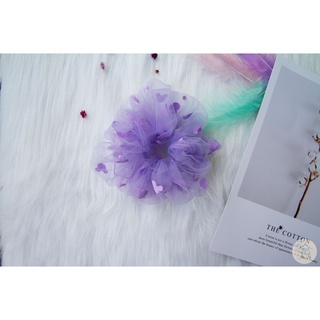 Dây cột tóc scrunchies voan hình gấu cute siêu phồng