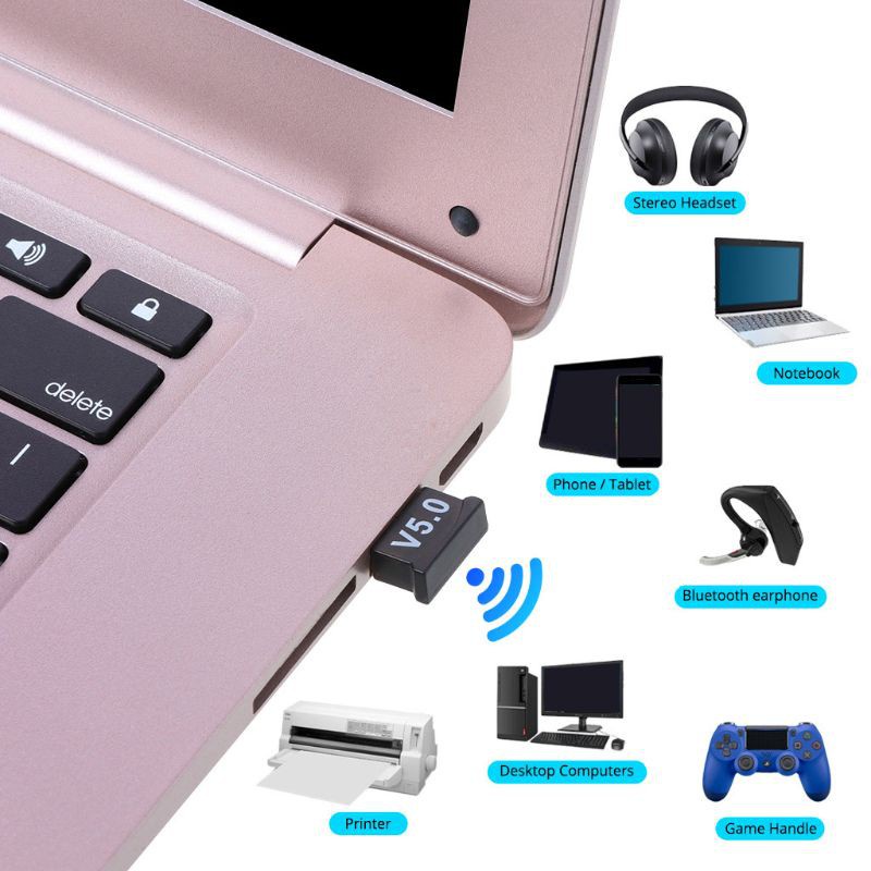 Đầu Usb Nhận Tín Hiệu Bluetooth 5.0 Không Dây Dành Cho Pc / Laptop / Tai Nghe