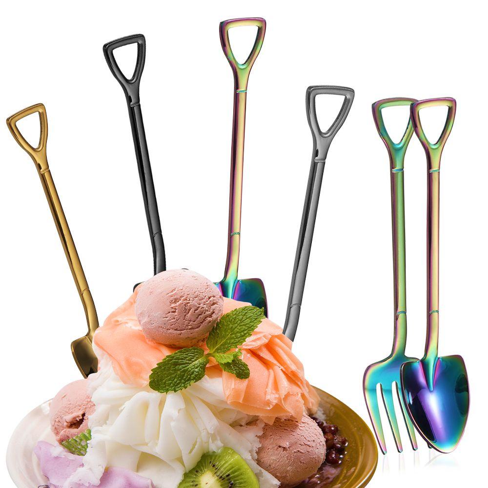 GIOVANNI Cute Spoon Stainless Steel Fork Shovel Ice Cream Travel Picnic Creative Kitchen Supplies Dessert Tableware/Multicolor