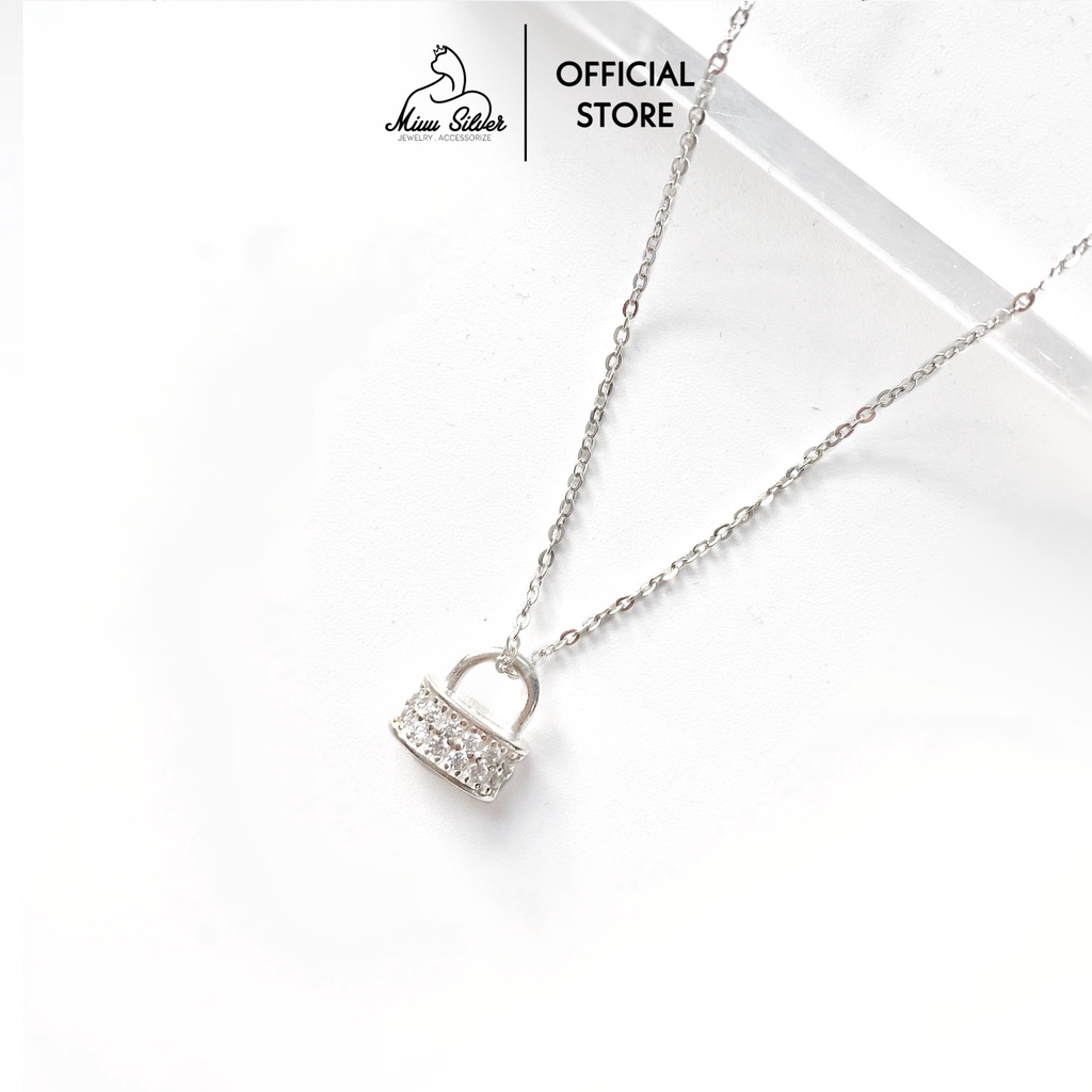 Dây chuyền bạc Miuu Silver, vòng cổ nữ hình ổ khóa đính đá The Locky Necklace