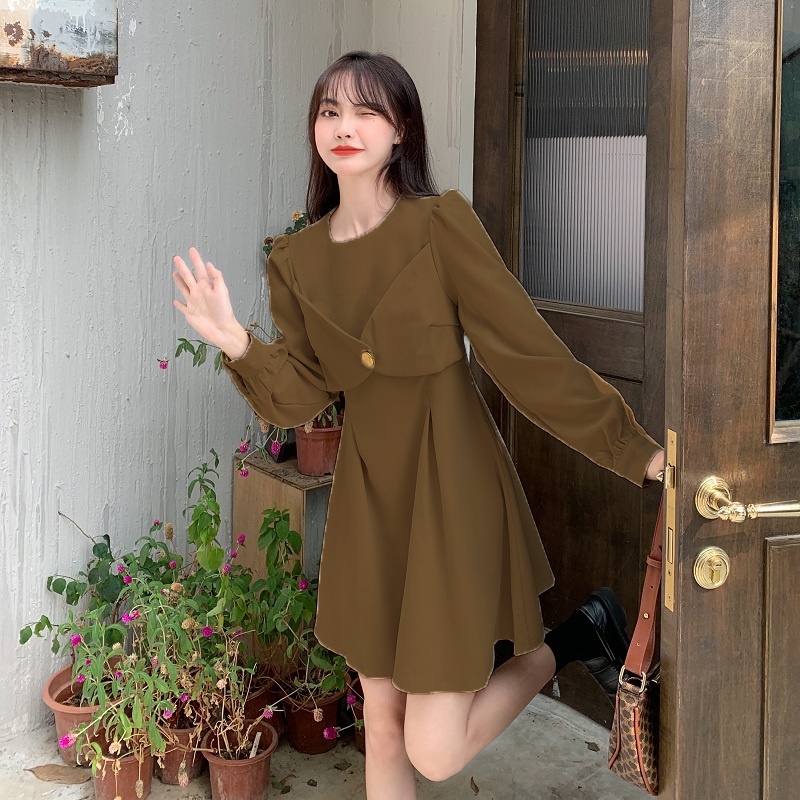Đầm Kim Loại Thiết Kế Đơn Giản Thời Trang Theo Phong Cách Hàn Quốc Cho Nữ