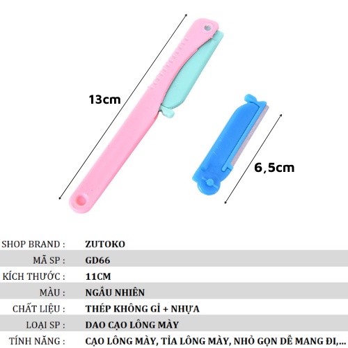 Dao cạo lông mày thay lưỡi mini nhỏ gọn nhựa bền chắc GD66