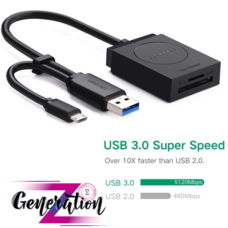 Đầu đọc thẻ SD cổng USB 3.0 và micro dành cho PC và Android Ugreen 50415 - Card Reader OTG 3.0 Ugreen 50415