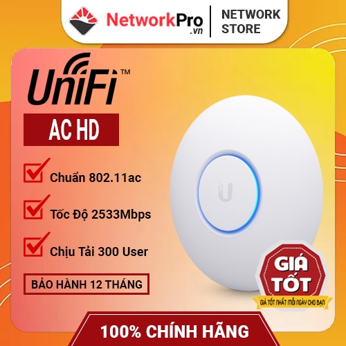 Bộ phát wifi Unifi AC HD - Hỗ Trợ Công nghệ MU-MIMO 2533Mbps - Chịu tải thực tế lên đến 300 thiết bị