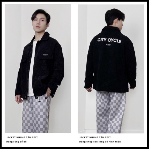 Áo khoác nam nữ jacket nhung tăm Jiang Store - Áo khoác nhung tăm Unisex form rộng 3 lớp dày dặn