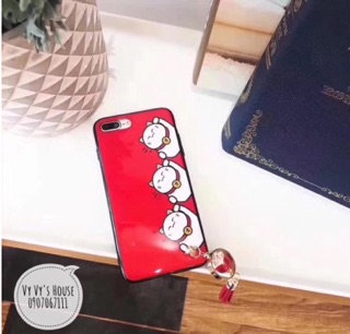 Ốp iphone Mèo Đỏ may mắn kèm Tua rua 