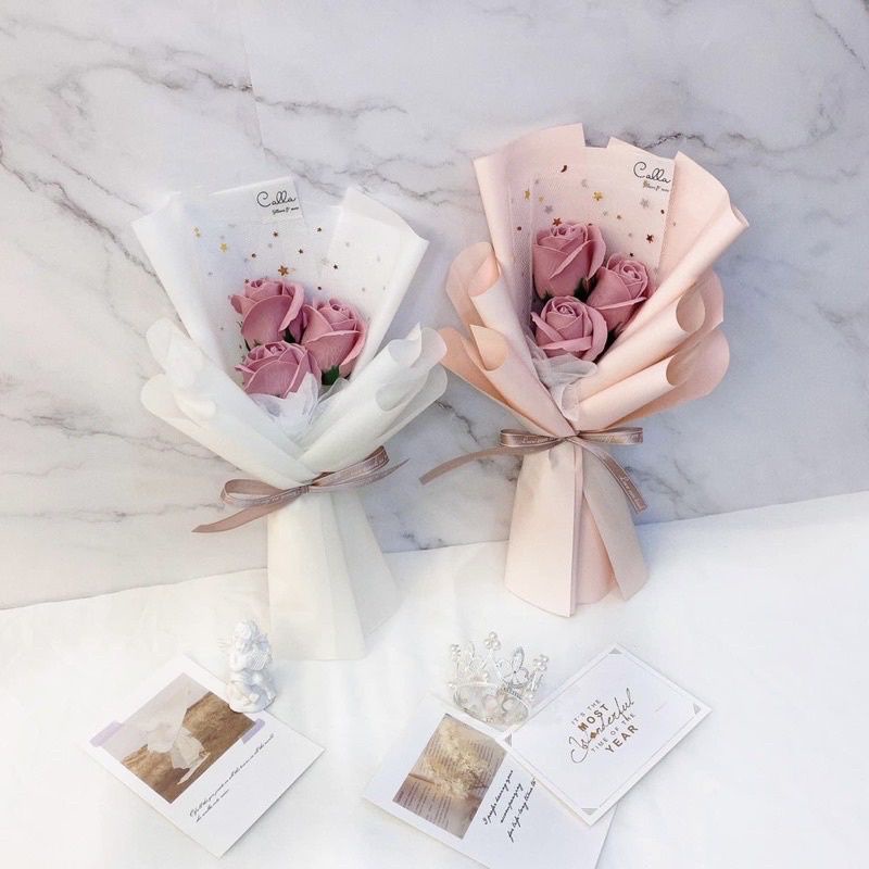 BÓ 3 BÔNG HOA HỒNG SÁP THƠM