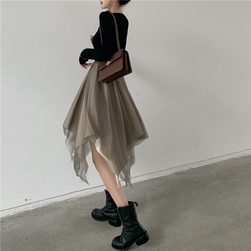 [GIÁ SỐC] 💜 Váy nữ đen dài tay thu đông kết hợp chân váy tutu siêu siêu yêu 🎀 | BigBuy360 - bigbuy360.vn