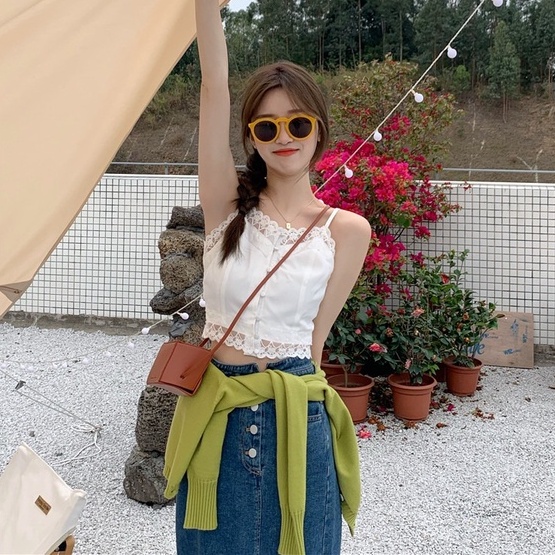 Áo hai dây ZHELIHANGFEI phối ren quyến rũ hợp thời trang