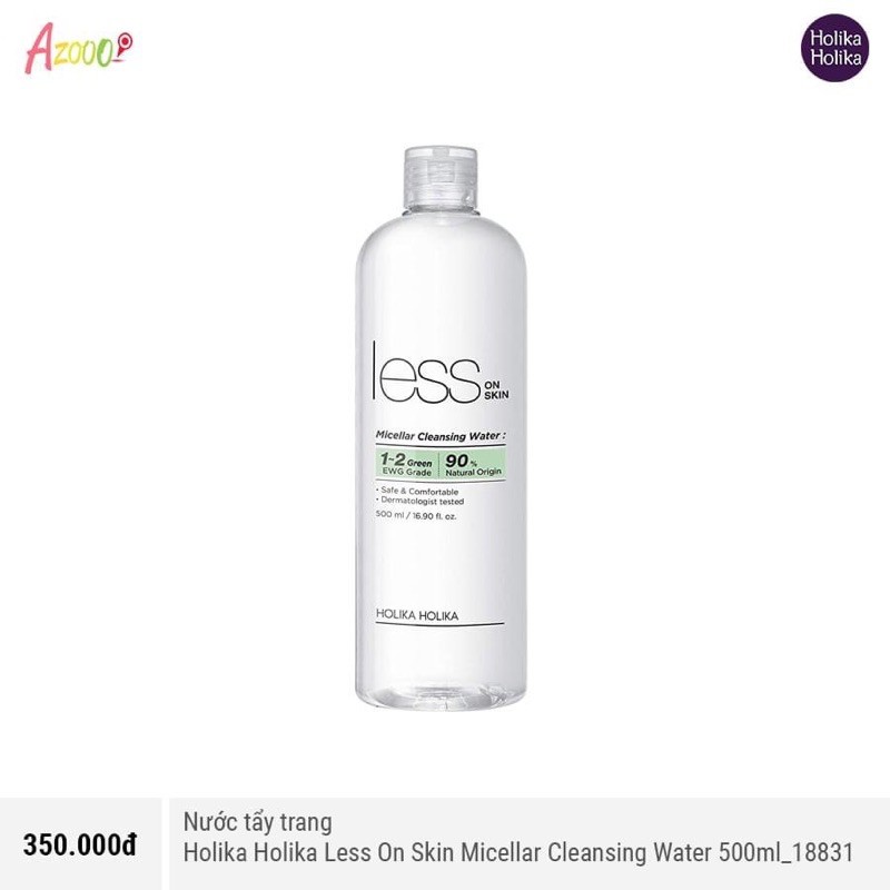 Nước tẩy trang Holika Holika Less On Skin Micellar Cleansing Water 500ml