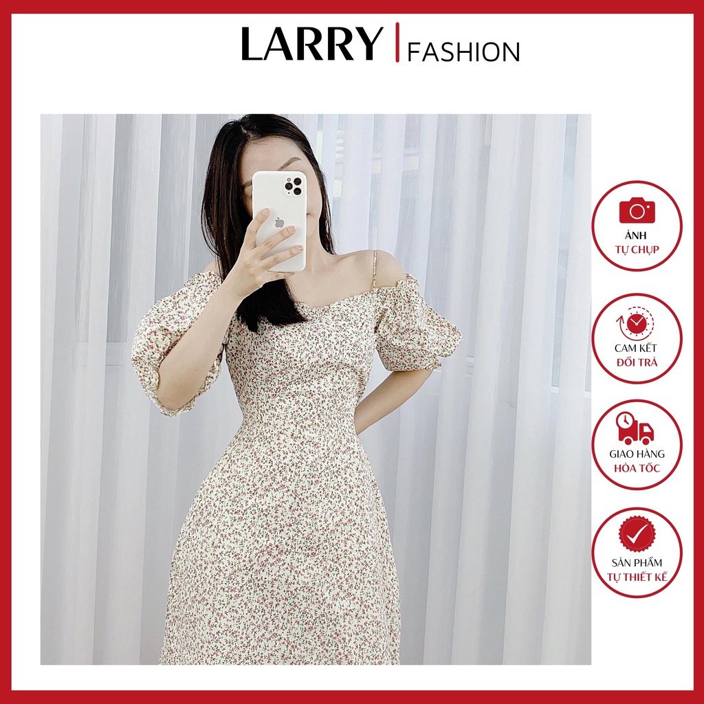 Váy Nữ Ngắn Trễ Vai 2 Dây Hoa Nhí Phong Cách Đơn Giản Hàn Quốc Thời Trang Mùa Hè 2021 Larry Clothing V159