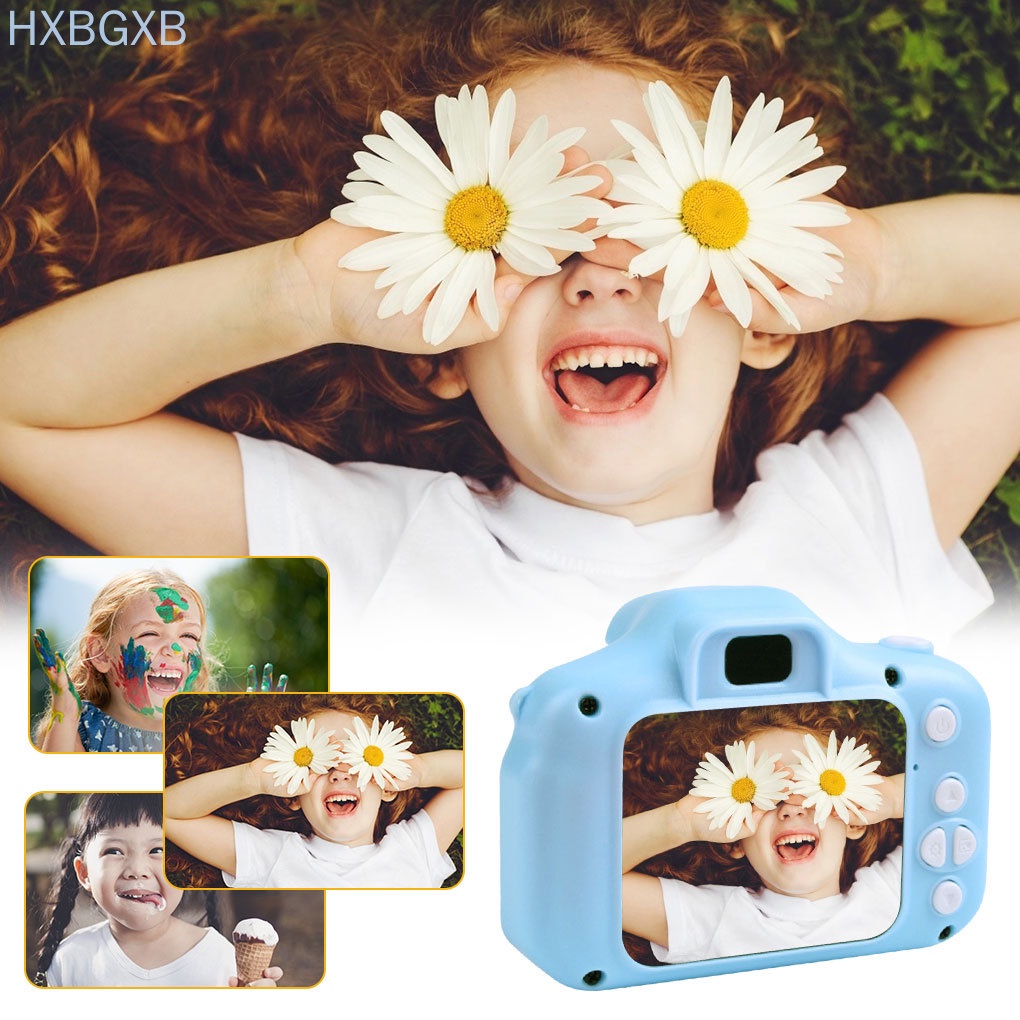 HXBG Digital Camera Kids 2-inch LCD Display Zoom Digital Camera Children Rechargeable Cartoon Recorder, Blue