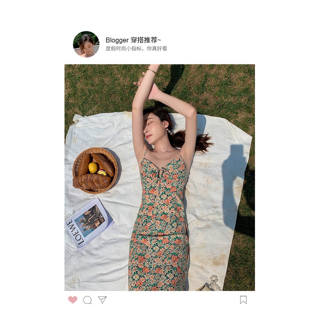 Đầm Hai Dây In Hoa Xinh Xắn Dành Cho Nữ