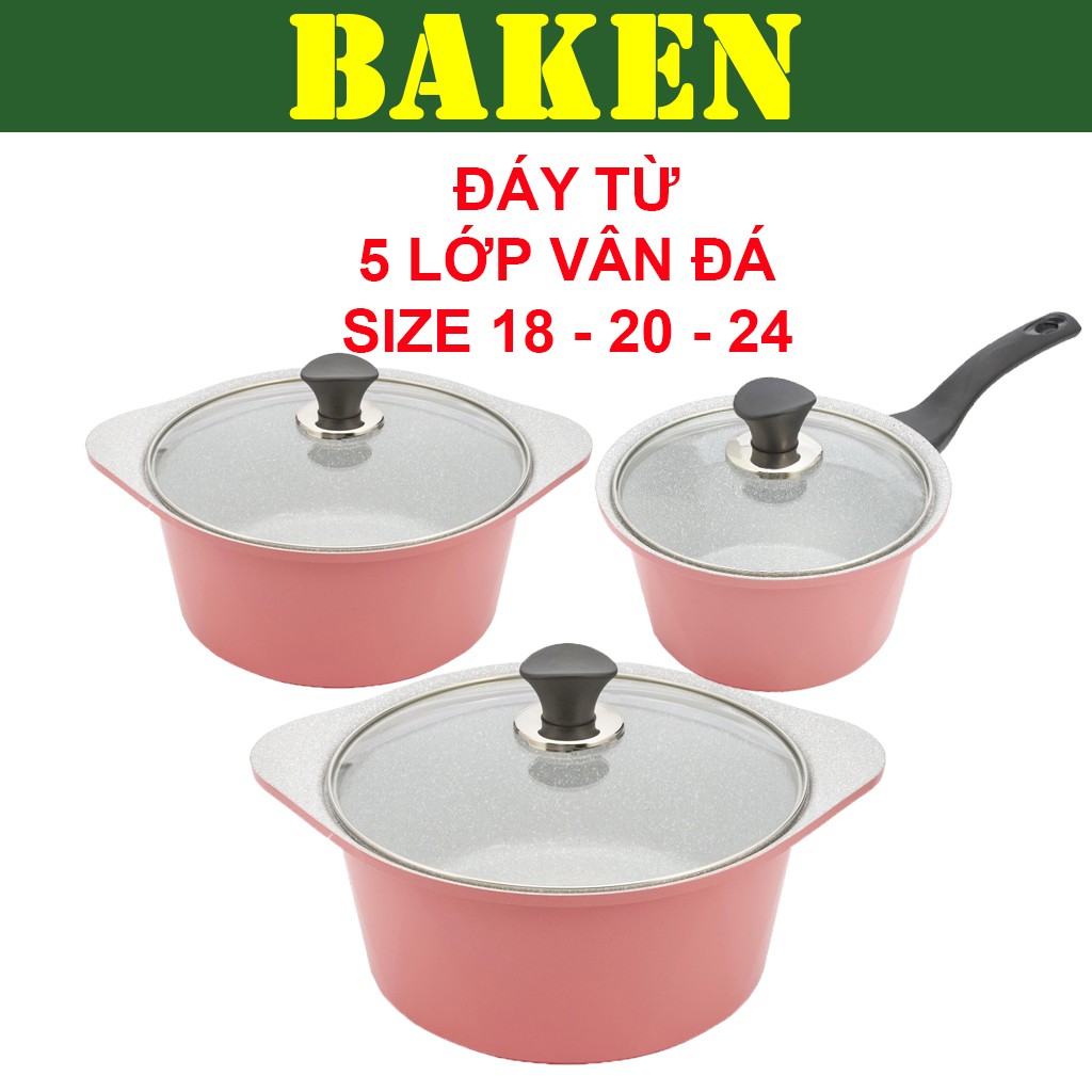 Nồi Đúc Vân Đá 5 Lớp Ceramic GREENCOOK GCS02 – Nồi Đáy Từ Hợp Kim Nhôm - BAKEN