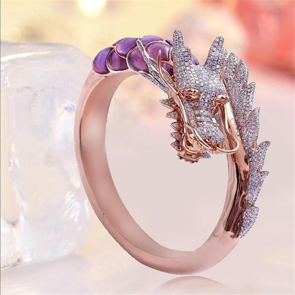 Nhẫn Mạ Bạc Hình Rồng Đính Đá Zircon