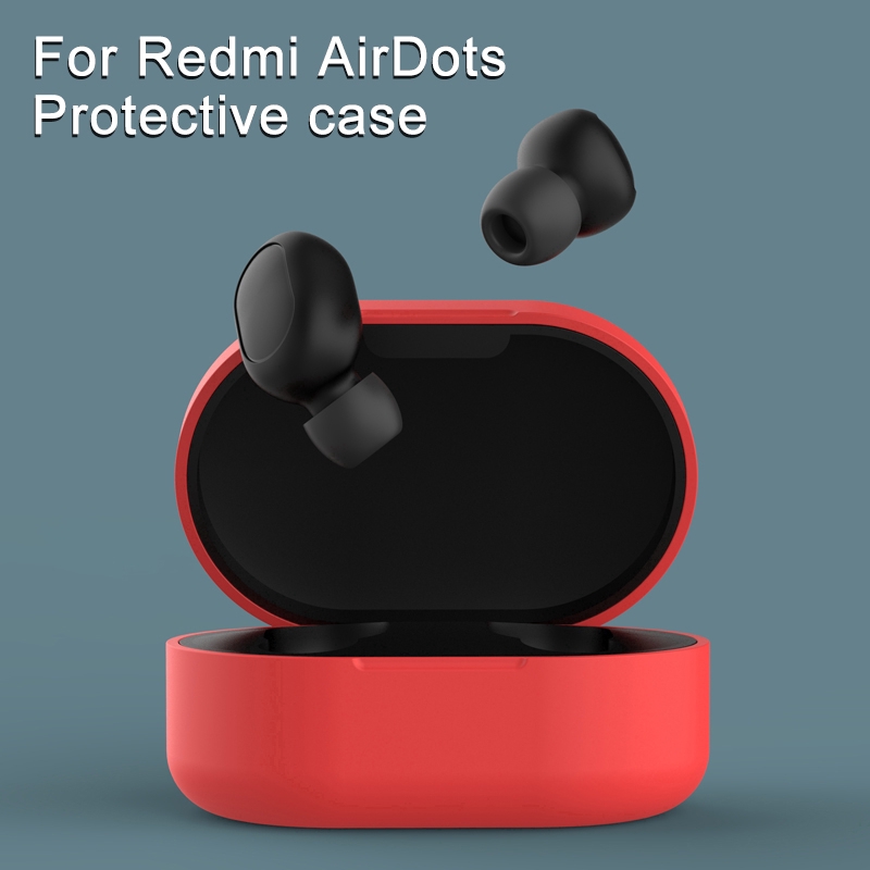 Vỏ bọc bảo vệ hộp sạc tai nghe Redmi Airdots bằng chất liệu silicon TPU mềm phối màu kẹo tiện dụng