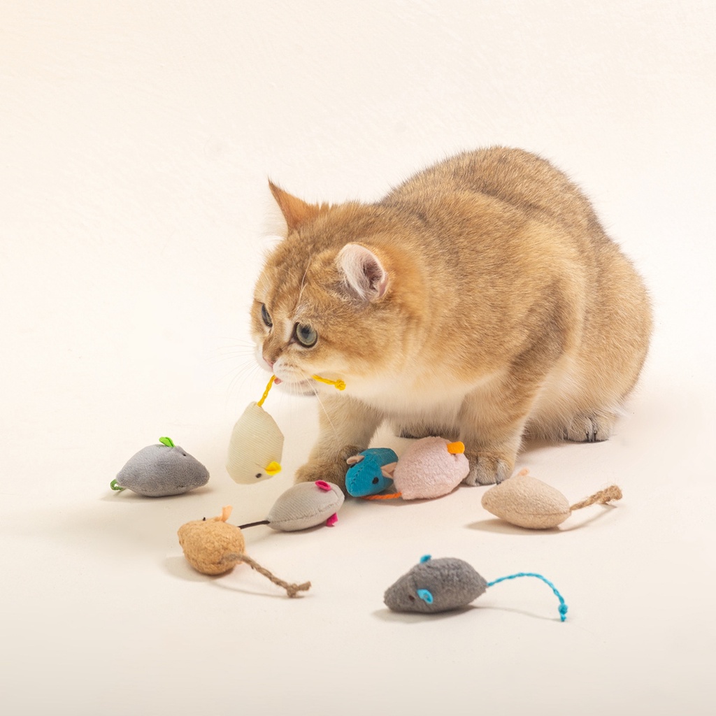 Chuột Nhồi Bông Catnip Bạc Hà Đồ Chơi Cho Mèo