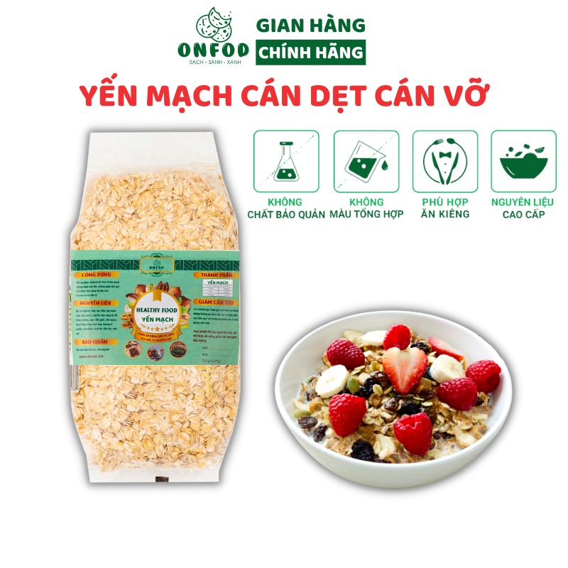 Yến mạch cán dẹt cán vỡ ONFOD, ngũ cốc giảm cân healthy cho người ăn kiêng tập gym 500g