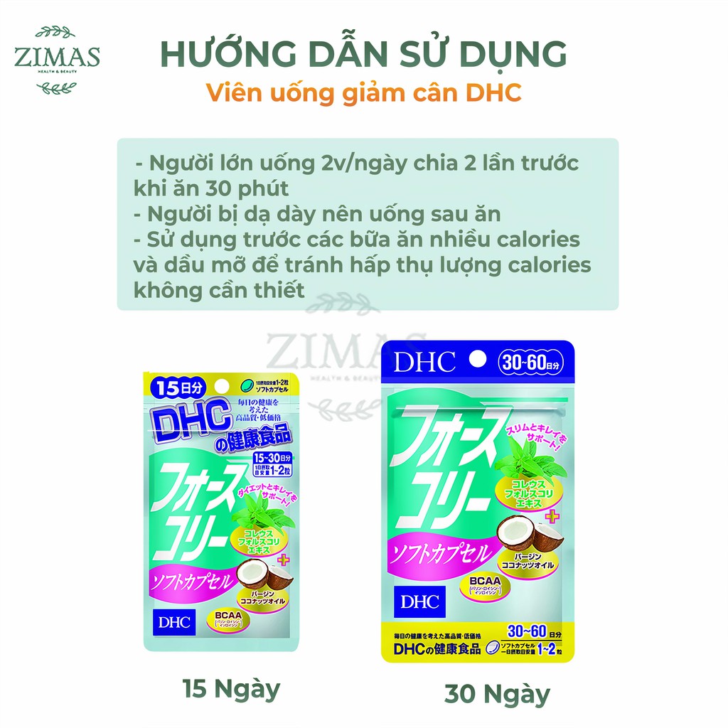 Viên uống giảm cân DHC Nhật Bản giảm mỡ bụng cảm giác thèm ăn béo toàn thân bổ sung dầu dừa làm đẹp dưỡng da căng mịn