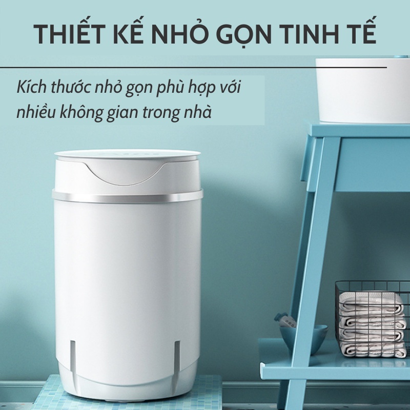 Máy giặt Mini thông minh 4,5kg chính hãng, Máy giặt vắt quần áo gia dụng nhỏ gọn khử trùng UV bằng công nghệ Blue Ag