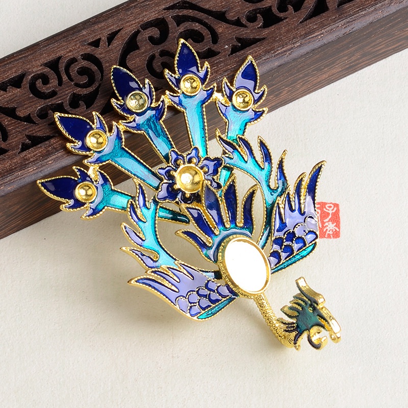 1 phiến đúc phượng hoàng sơn tráng men phong cách điểm thúy 66*91mm nguyên liệu làm trang sức cổ trang cosplay có màu KC