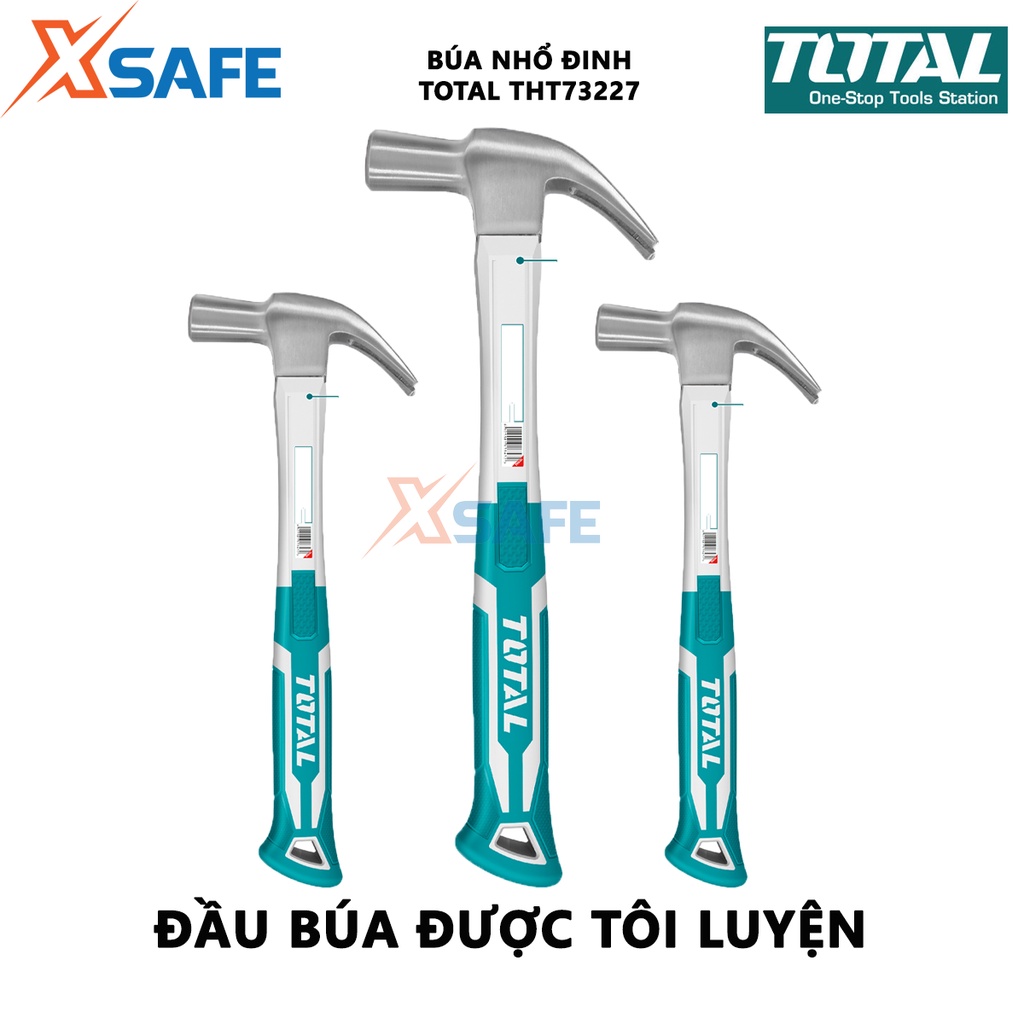 Búa nhổ đinh kiểu Anh TOTAL THT73227 Búa cầm tay mini 27mm, đầu búa thép carbon 45# được tôi luyện, chịu nhiệt - [XSAFE]