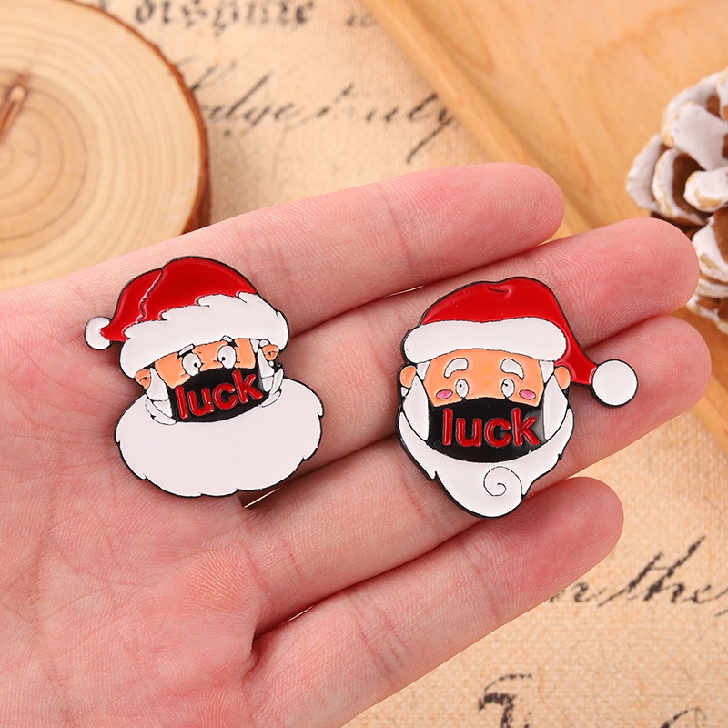 Ghim cài áo QIHE JEWELRY phong cách ông già noel hoạt hình 2 kiểu tùy chọn