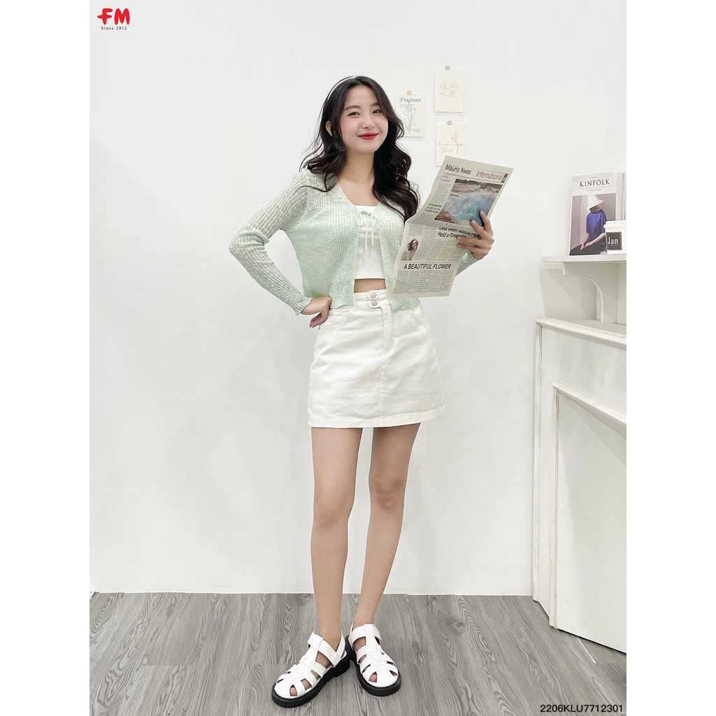 Áo khoác cardigan nữ FM Style croptop chất len mỏng tay dài thắt 2 dây ngực phong cách ulzzang Hàn Quốc 206230027