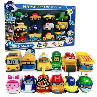 Set 12 xe cứu hộ - mô hình biệt đội xe cứu hộ poli