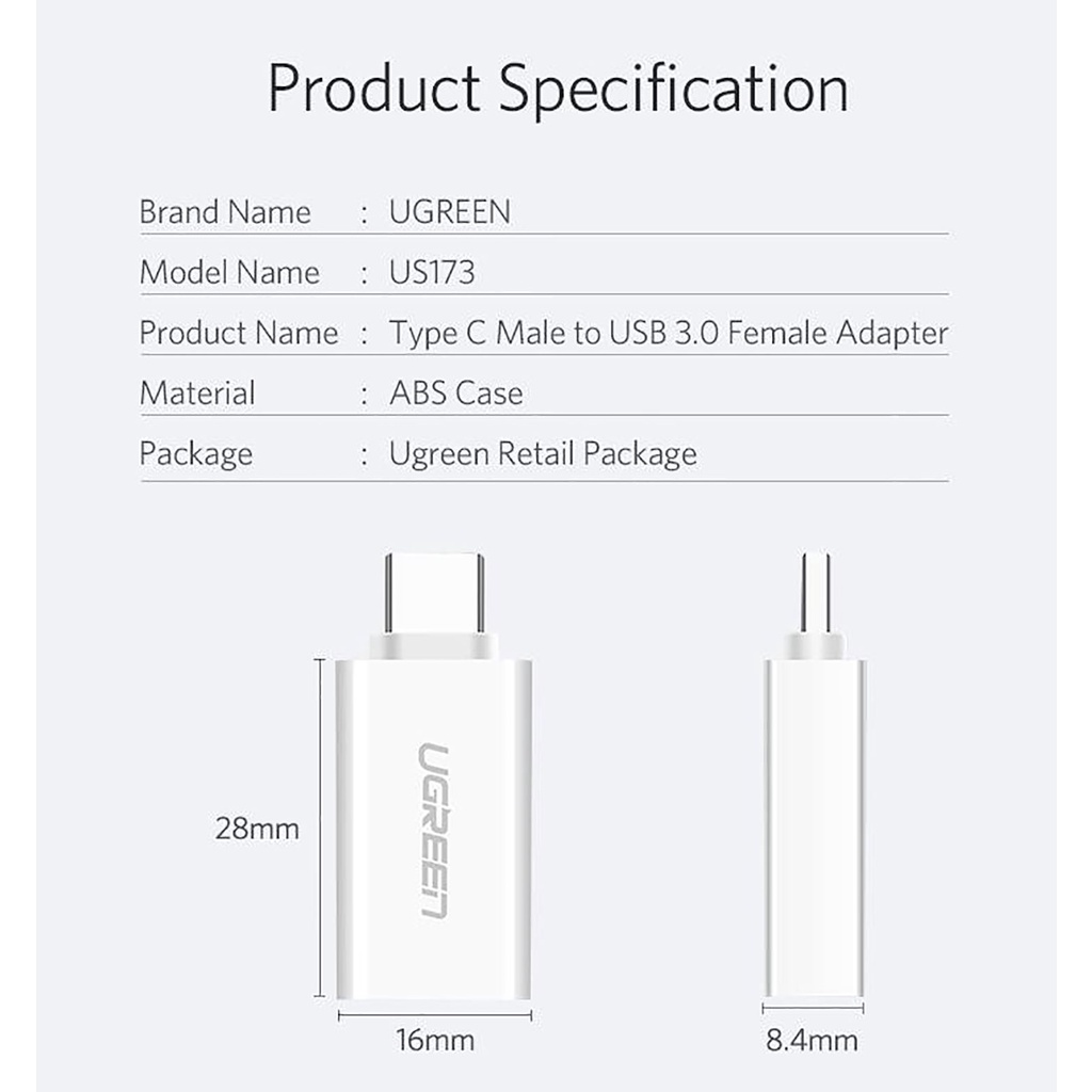 Đầu chuyển USB Type C to USB 3.0 UGREEN 30155 hàng chính hãng | BigBuy360 - bigbuy360.vn